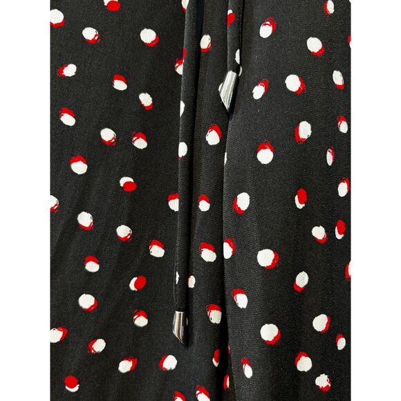 Wisp Black Jumpsuit Size 6 White & Red Polka Dots Keyhole V Neckline Belted - Picture 9 of 9